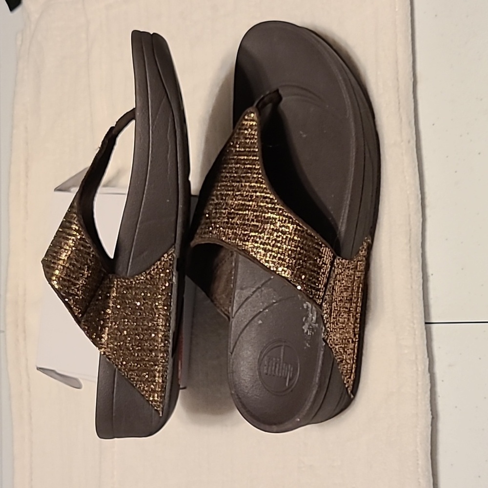 Womens brown, sparkle, Fitflop sandals. - Picture 7 of 9